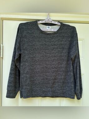 Natori Jersey Sweatshirt Top Sz S Crew Luxury Soft Relax Heathered Dark Gray